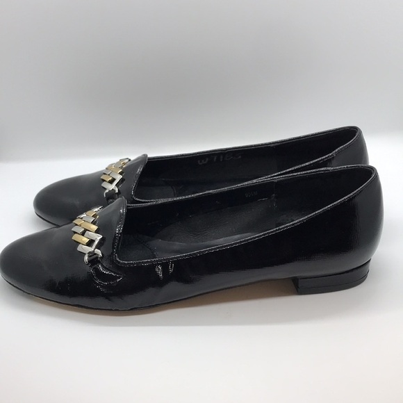 𝅺Vaneli Black Patent Leather Flats 9.5M - Picture 3 of 9